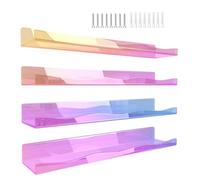 Eladcncmc Lot de 4 étagères murales en acrylique arc-en-ciel pour chambre d'enfant, étagère murale multifonction en acrylique de couleur vive pour l'organisation de la maison