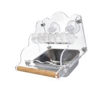 Eladcncmc Mangeoire automatique pour oiseaux pour cage - Boîte d'alimentation rotative pour oiseaux - Avec support pour perchoir