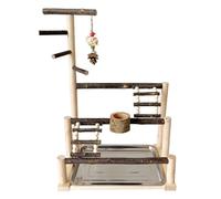 Eladcncmc Support de dressage stable pour perroquet - Perchoir pour cage à oiseaux - Avec gobelets d'alimentation - Jouet en bois