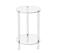 Eladcncmc Table d'appoint en acrylique transparent avec support de rangement multifonctionnel élégant à deux niveaux pour salon