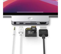 elago Adaptateur Pocket Pro Hub Type-C 5 en 1 Compatible avec iPad Pro, MacBook, Galaxy S10, Les Autres Appareils USB-C -HDMI 4K, Charge PD USB-C, 3.5mm Câble Jack Audio, Slot SD et Micro SD (Argent)