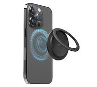 elago Anneau Magnétique pour Téléphone Compatible avec MagSafe-Rotation 360°, Support Rabattable Réglable, Poignée Détachable et Facile Charger Compatible avec Les séries iPhone 16/15/14/13/12 (Noir)