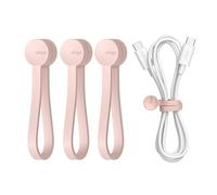 elago Attaches de Câble Magnétiques Réutilisables, Silicone Premium, Organisateur de Câbles Polyvalent pour la Maison, la Cuisine, le Bureau, les Voyages [Lot de 3] (Joli Rose)