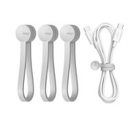elago Attaches de Câble Magnétiques Réutilisables, Silicone Premium, Organisateur de Câbles Polyvalent pour la Maison, la Cuisine, le Bureau, les Voyages [Lot de 3] (Gris)