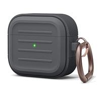 elago Coque Armé avec Porte-clés Compatible avec AirPods 3 - Prend en Charge La Re-Charge sans Fil, Résiste aux Chocs et Offre Une Protection Complète (Gris Foncé)