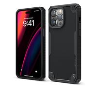 elago Coque Armor pour iPhone 14 Pro Max Étui 6,7" | Protection Contre Chutes de Grade Militaire Américain, Protection Robuste, Texture de Fibre de Carbone, Antichoc (Noir)