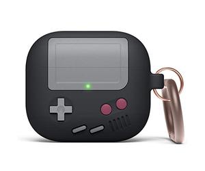 elago Coque AW5 Compatible avec AirPods 3, Étui Design Console de Jeu Vidéo Classique avec Mousqueton, Charge sans Fil Disponible (Noir)