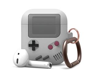 elago Coque AW5 pour AirPods 1 & 2 Étui | Conception de Console de Jeux, Étui avec Mousqueton (Gris)