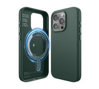 elago Coque Cuir Magnétique Compatible avec iPhone 15 Pro, Compatible avec MagSafe, Cuir PU Végétal Première Qualité, Aimants Puissants Intégrés, Protection Complète[Structure à 5 Couches] (Vert Nuit)