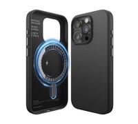 elago Coque Cuir Magnétique Compatible avec iPhone 15 Pro, Compatible avec MagSafe, Cuir PU Végétal Première Qualité, Aimants Puissants Intégrés, Protection Complète [Structure à 5 Couches] (Noir)