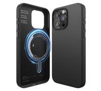 elago Coque Cuir Magnétique Compatible avec iPhone 15 Pro Max, Compatible avec MagSafe, Cuir PU Végétal Première Qualité, Aimants Puissants Intégrés, Protection Complète [Structure à 5 Couches] (Noir)