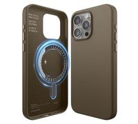 elago Coque Cuir Magnétique Compatible avec iPhone 15 Pro Max, Compatible avec MagSafe, Cuir PU Végétal Première Qualité, Aimants Puissants Intégrés, Protection Complète[Structure à 5 Couches] (Taupe)