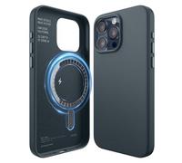 elago Coque Cuir Magnétique Compatible avec iPhone 15 Pro Max, Compatible avec MagSafe, Cuir PU Végétal Première Qualité, Aimants Puissants Intégrés, Protection Complète [Structure à 5 Couches] (Bleu)