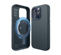 elago Coque Cuir Magnétique pour iPhone 15 Pro Étui | Compatible avec MagSafe, Cuir PU Végétal Premium, Aimants Puissants Intégrés, Protection Complète (Bleu)