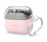 elago Coque Duo Compatible avec Samsung Galaxy Buds 3 / Galaxy Buds 3 Pro, Housse avec Mousqueton, Premium Silicone + Housse en TPU, Charge sans Fil, Accessoires pour Écouteurs (Joli Rose)
