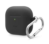 elago Coque en Silicone Compatible avec l'étui AirPods 4 - Mousqueton Inclus, Prend en Charge la Recharge sans Fil, Résistant aux Chocs, Protection Complète (Noir)