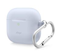 elago Coque en Silicone Compatible avec l'étui AirPods 4 - Mousqueton Inclus, Prend en Charge la Recharge sans Fil, Résistant aux Chocs, Protection Complète (Bleu Clair)