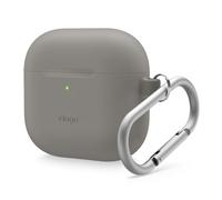 elago Coque en Silicone Compatible avec l'étui AirPods 4 - Mousqueton Inclus, Prend en Charge la Recharge sans Fil, Résistant aux Chocs, Protection Complète (Gris Moyen)