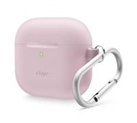 elago Coque en Silicone Compatible avec l'étui AirPods 4 - Mousqueton Inclus, Prend en Charge la Recharge sans Fil, Résistant aux Chocs, Protection Complète (Mauve)