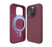 elago Coque Magnétique en Silicone pour iPhone 15 Pro Étui | Compatible avec MagSafe, Aimants Intégrés, Structure à 5 Couches, Protection Intégrale (Bordeaux)