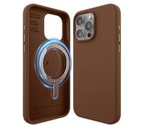 elago Coque Magnétique en Silicone pour iPhone 15 Pro Max Étui | Compatible avec MagSafe, Aimants Intégrés, Structure à 5 Couches, Protection Intégrale (Marron)