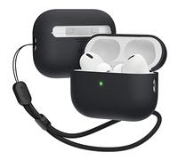 elago Coque Silicone Compatible avec Apple AirPods Pro 2ème Génération Étui avec Ronde Dragonne, Protection Structure Triple Couche, Housse de Antichoc (Noir)