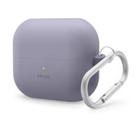 elago Coque Silicone Compatible avec Samsung Galaxy Buds 3 & 3 Pro & 3 FE, Housse en Silicone Premium avec Mousqueton, Protection Complète, Charge sans Fil (Gris Lavande)