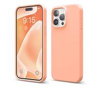 elago Coque Silicone Liquide Compatible avec iPhone 15 Pro Max, Qualité Supérieure, Coque Protection Intégrale [Structure Antichoc 4 Couches], Doublure Microfibre Douce Anti-Rayures (Saumon)