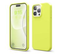 elago Coque Silicone Liquide Compatible avec iPhone 15 Pro Max, Qualité Supérieure, Coque Protection Intégrale [Structure Antichoc 4 Couches], Doublure Microfibre Douce Anti-Rayures (Jaune Fluo)