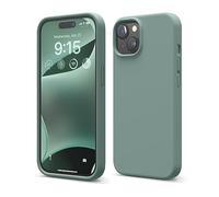 elago Coque Silicone Liquide Compatible avec iPhone 15, Silicone Qualité Supérieure, Étui Protection Intégrale [Structure Antichoc 4 Couches], Doublure Microfibre Douce Anti-Rayures (Vert Nuit)