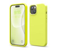 elago Coque Silicone Liquide Compatible avec iPhone 15, Silicone Qualité Supérieure, Étui Protection Intégrale [Structure Antichoc 4 Couches], Doublure Microfibre Douce Anti-Rayures (Jaune Fluo)