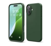 elago Coque Silicone Liquide Premium Compatible avec iPhone 16 Étui, Housse de Protection Intégrale, Antichoc, Étui Mince, Doublure en Microfibre Antirayures (Vert Alpin)