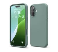 elago Coque Silicone Liquide Premium Compatible avec iPhone 16 Étui, Housse de Protection Intégrale, Antichoc, Étui Mince, Doublure en Microfibre Antirayures (Vert Nuit)