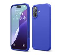 elago Coque Silicone Liquide Premium Compatible avec iPhone 16 Étui, Housse de Protection Intégrale, Antichoc, Étui Mince, Doublure en Microfibre Antirayures (Bleu Cobalt)
