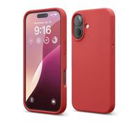 elago Coque Silicone Liquide Premium Compatible avec iPhone 16 Étui, Housse de Protection Intégrale, Antichoc, Étui Mince, Doublure en Microfibre Antirayures (Rouge)