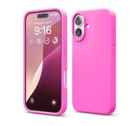 elago Coque Silicone Liquide Premium Compatible avec iPhone 16 Étui, Housse de Protection Intégrale, Antichoc, Étui Mince, Doublure en Microfibre Antirayures (Rose Vivant)
