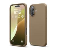 elago Coque Silicone Liquide Premium Compatible avec iPhone 16 Étui, Housse de Protection Intégrale, Antichoc, Étui Mince, Doublure en Microfibre Antirayures (Marron)