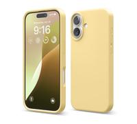 elago Coque Silicone Liquide Premium Compatible avec iPhone 16 Étui, Housse de Protection Intégrale, Antichoc, Étui Mince, Doublure en Microfibre Antirayures (Jaune)