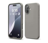 elago Coque Silicone Liquide Premium Compatible avec iPhone 16 Étui, Housse de Protection Intégrale, Antichoc, Étui Mince, Doublure en Microfibre Antirayures (Gris Moyen)