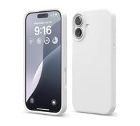 elago Coque Silicone Liquide Premium Compatible avec iPhone 16 Étui, Housse de Protection Intégrale, Antichoc, Étui Mince, Doublure en Microfibre Antirayures (Blanc)
