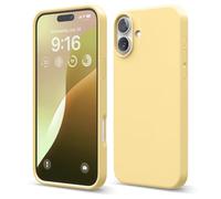 elago Coque Silicone Liquide Premium Compatible avec iPhone 16 Plus Étui, Housse de Protection Intégrale, Antichoc, Étui Mince, Doublure en Microfibre Antirayures (Jaune)