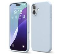 elago Coque Silicone Liquide Premium Compatible avec iPhone 16 Plus Étui, Housse de Protection Intégrale, Antichoc, Étui Mince, Doublure en Microfibre Antirayures (Bleu Clair)