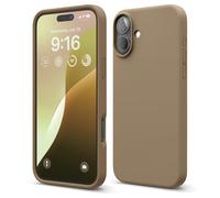 elago Coque Silicone Liquide Premium Compatible avec iPhone 16 Plus Étui, Housse de Protection Intégrale, Antichoc, Étui Mince, Doublure en Microfibre Antirayures (Marron)