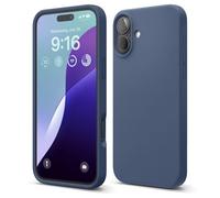 elago Coque Silicone Liquide Premium Compatible avec iPhone 16 Plus Étui, Housse de Protection Intégrale, Antichoc, Étui Mince, Doublure en Microfibre Antirayures (Bleu)