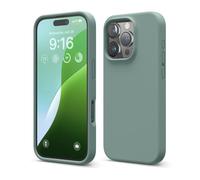 elago Coque Silicone Liquide Premium Compatible avec iPhone 16 Pro Étui, Housse de Protection Intégrale, Antichoc, Étui Mince, Doublure en Microfibre Antirayures (Vert Nuit)
