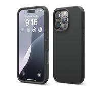 elago Coque Silicone Liquide Premium Compatible avec iPhone 16 Pro Étui, Housse de Protection Intégrale, Antichoc, Étui Mince, Doublure en Microfibre Antirayures (Noir)