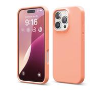 elago Coque Silicone Liquide Premium Compatible avec iPhone 16 Pro Étui, Housse de Protection Intégrale, Antichoc, Étui Mince, Doublure en Microfibre Antirayures (Saumon)