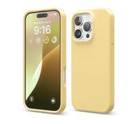 elago Coque Silicone Liquide Premium Compatible avec iPhone 16 Pro Étui, Housse de Protection Intégrale, Antichoc, Étui Mince, Doublure en Microfibre Antirayures (Jaune)