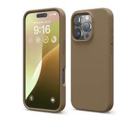 elago Coque Silicone Liquide Premium Compatible avec iPhone 16 Pro Étui, Housse de Protection Intégrale, Antichoc, Étui Mince, Doublure en Microfibre Antirayures (Marron)