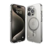 elago Coque Transparente Hybride Magnétique Compatible avec iPhone 15 Pro Étui, Compatible avec Chargeur MagSafe, Technologie PC+TPU, Protection Contre Chutes de Grade Militaire Américain(Gris Moyen)
